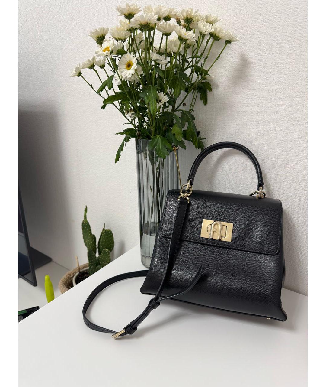 FURLA Черная кожаная сумка через плечо, фото 4