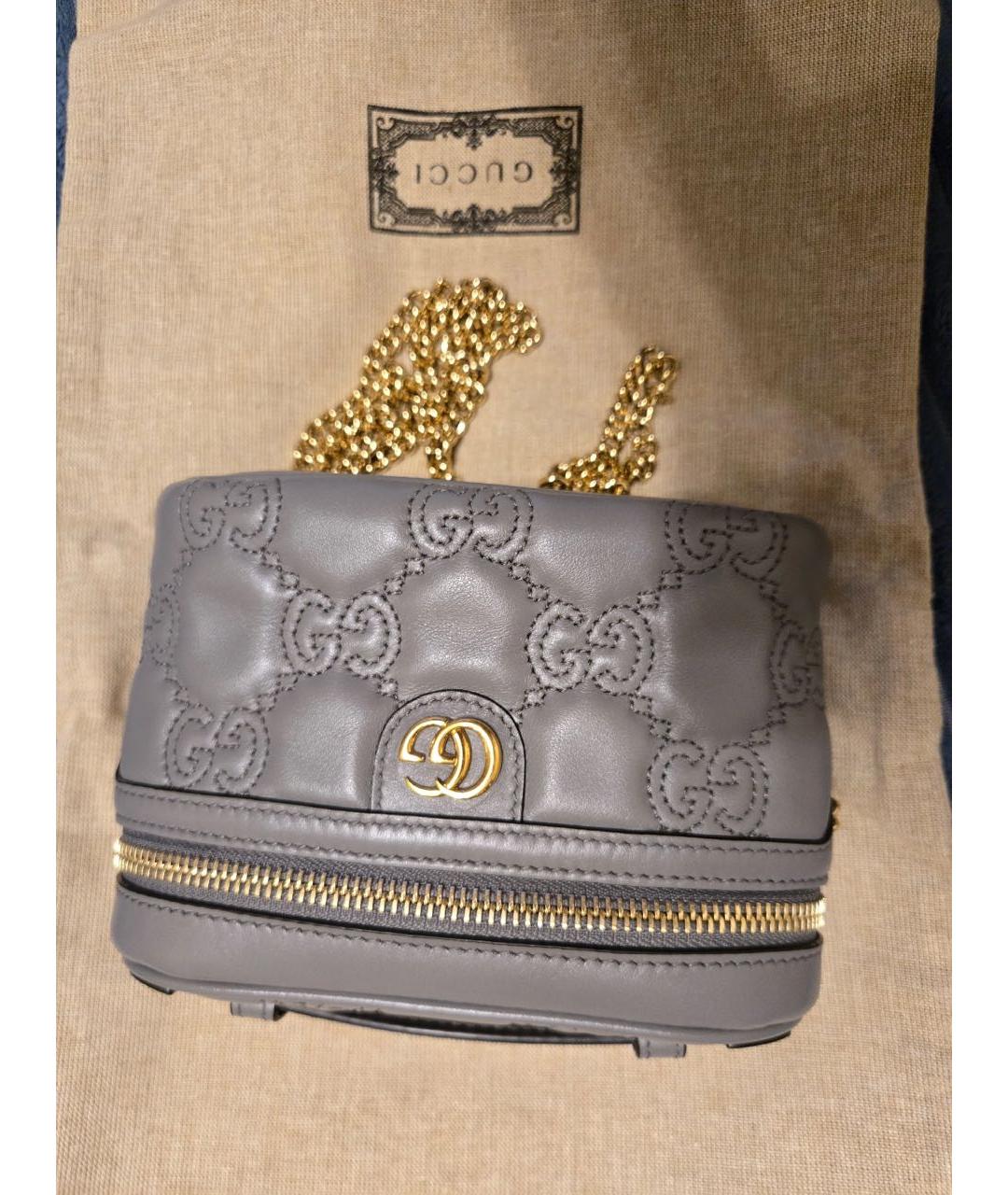 GUCCI Антрацитовая кожаная сумка тоут, фото 5