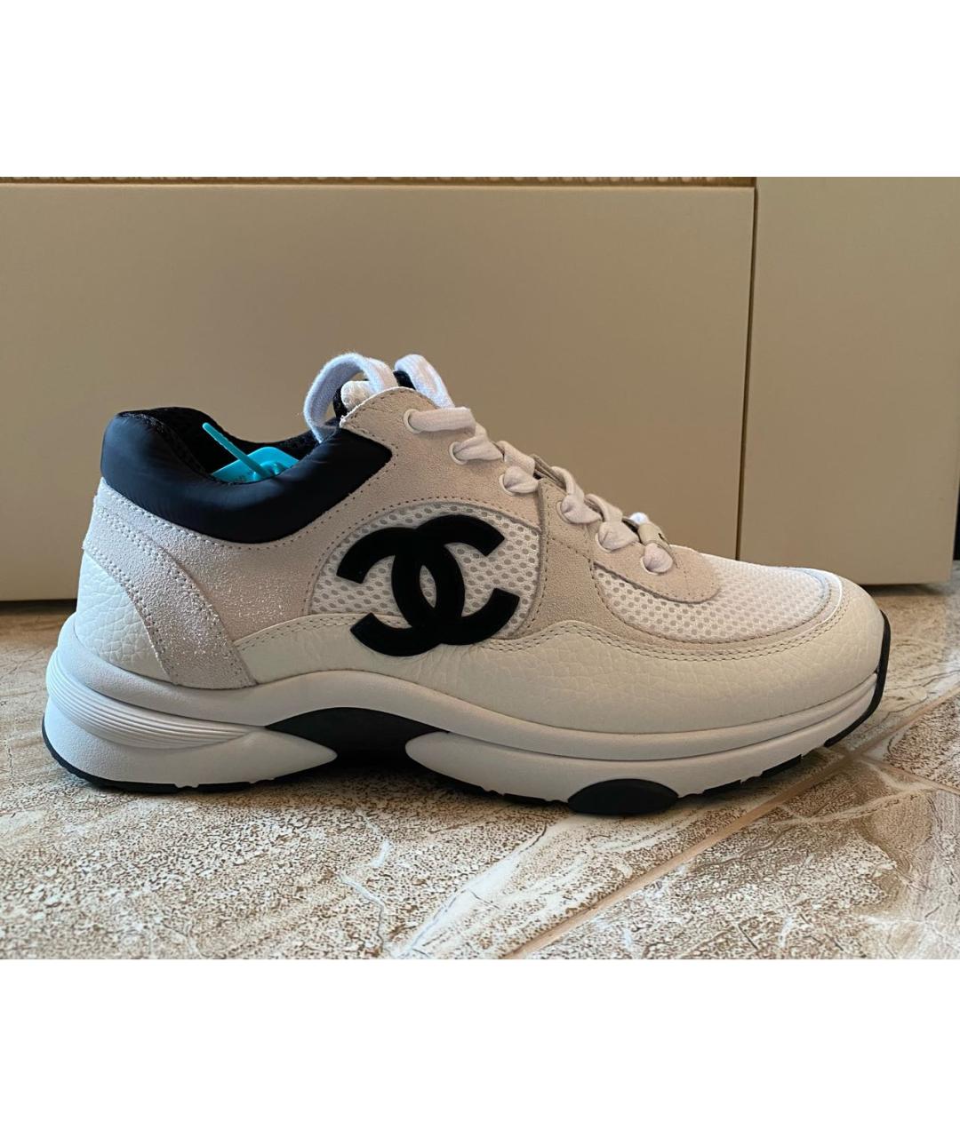 CHANEL Белые кожаные кроссовки, фото 9
