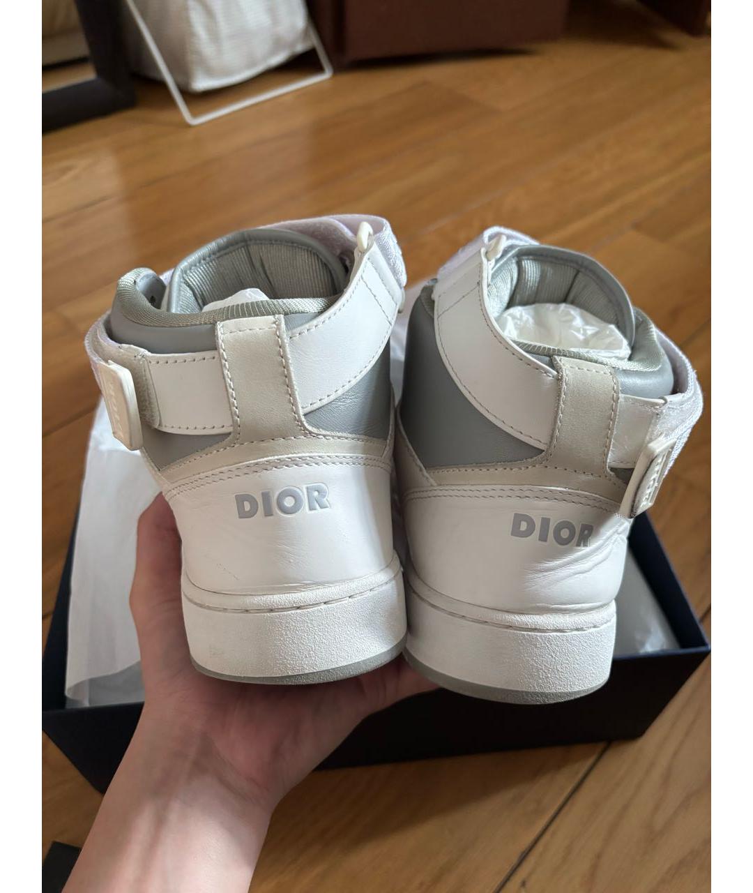 CHRISTIAN DIOR Белые кожаные высокие кроссовки / кеды, фото 4