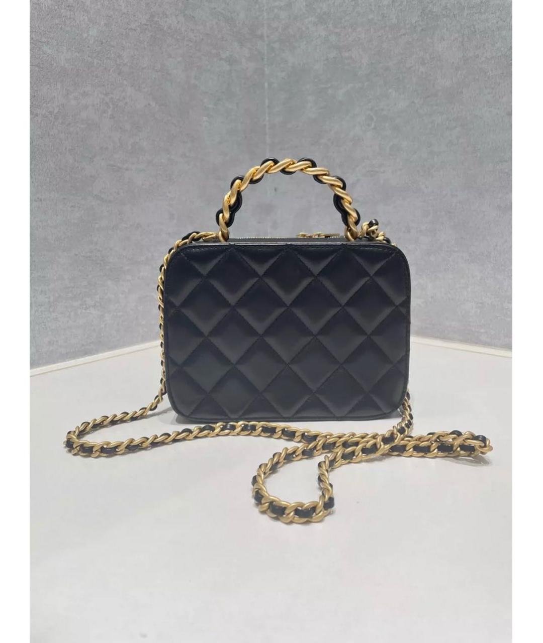 CHANEL Черная кожаная сумка с короткими ручками, фото 2