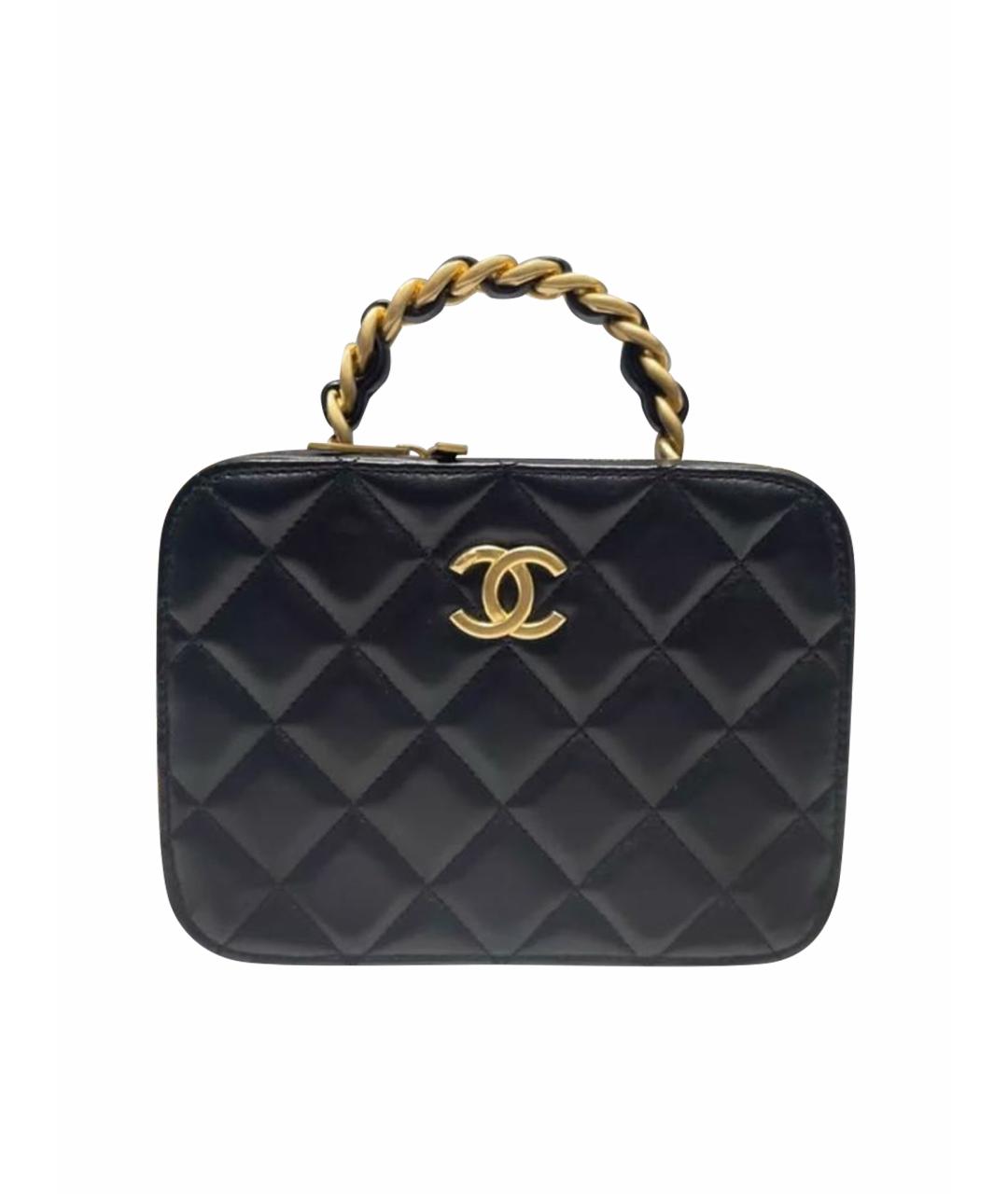 CHANEL Черная кожаная сумка с короткими ручками, фото 1