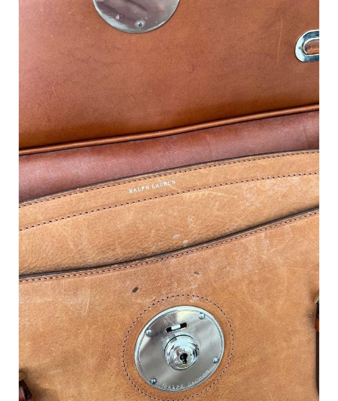 RALPH LAUREN Оранжевая кожаная сумка через плечо, фото 5