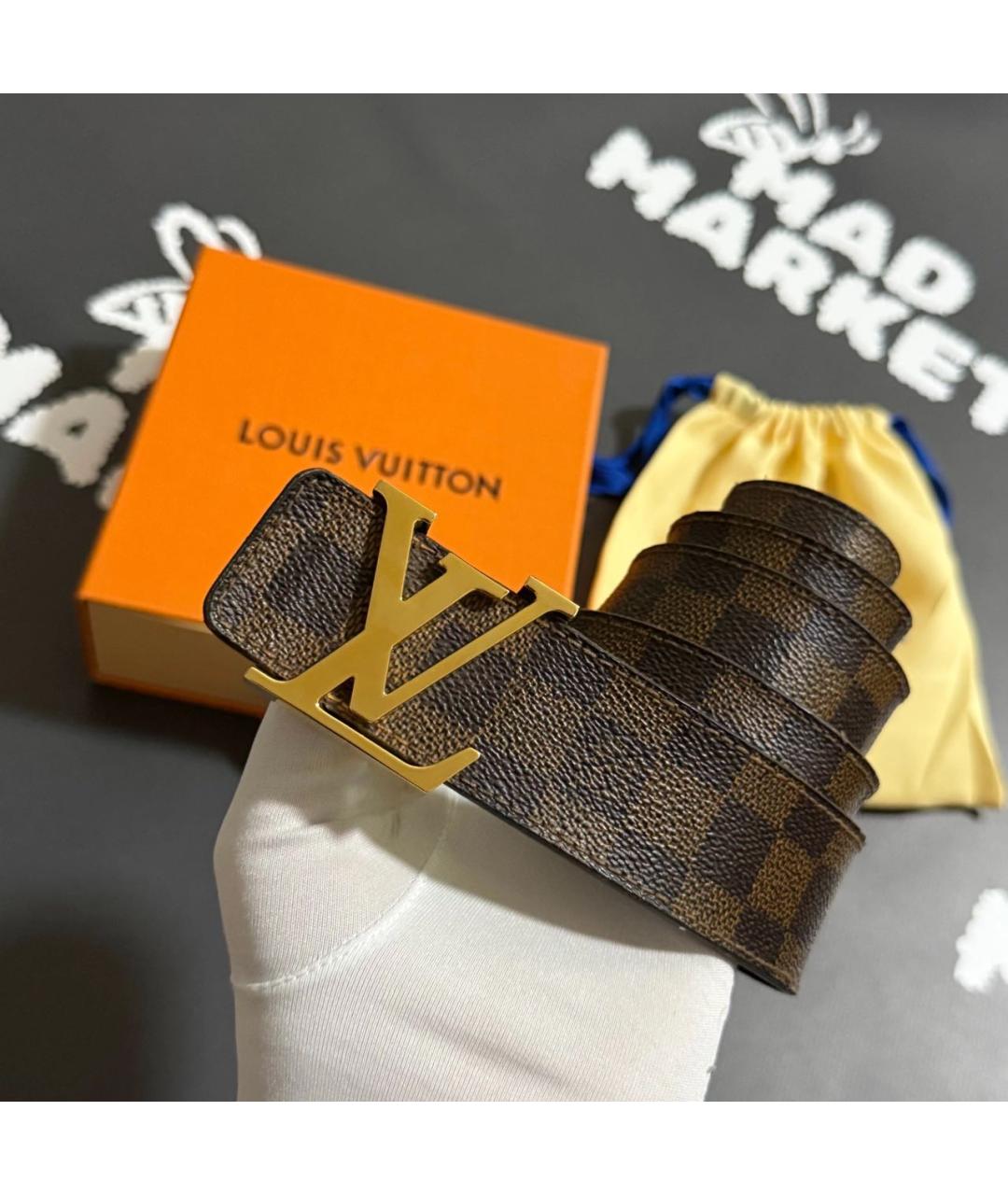 LOUIS VUITTON Коричневый кожаный ремень, фото 4