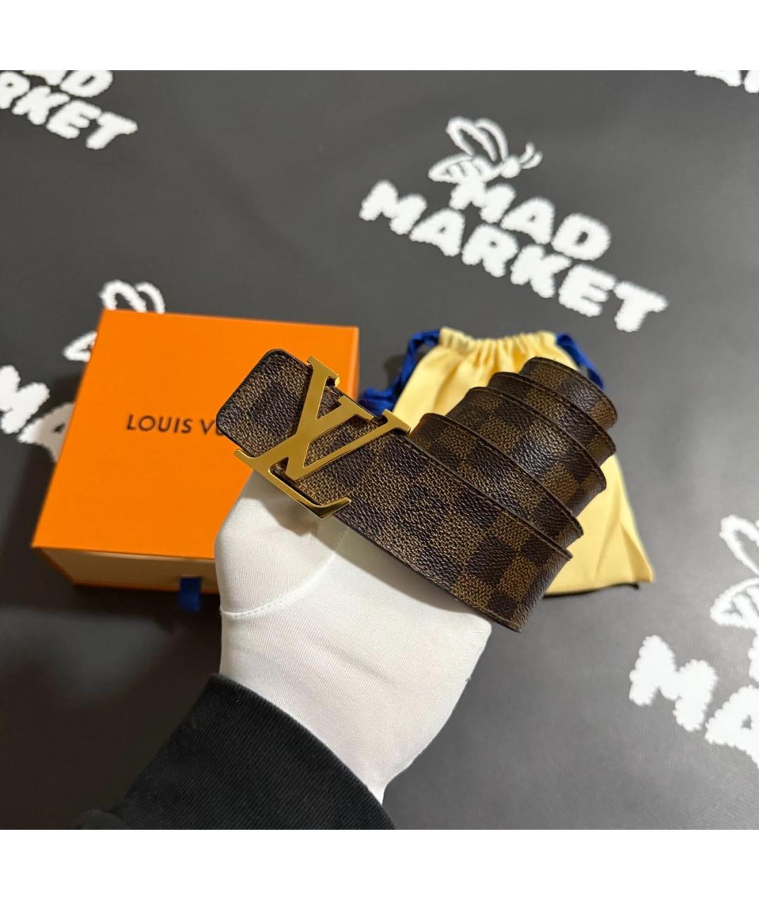 LOUIS VUITTON Коричневый кожаный ремень, фото 5
