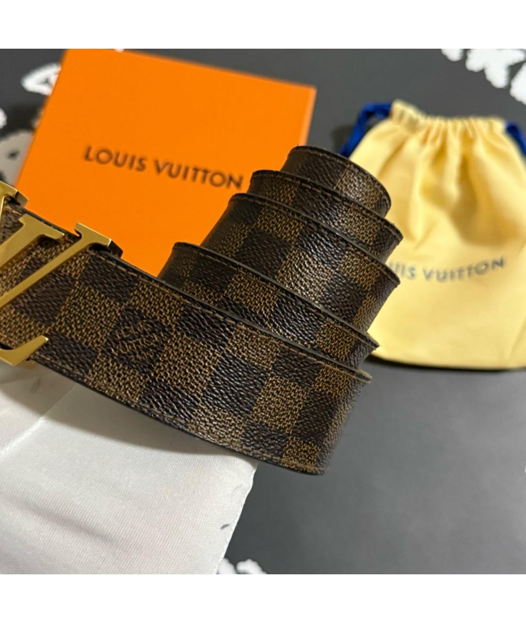 LOUIS VUITTON Коричневый кожаный ремень, фото 2