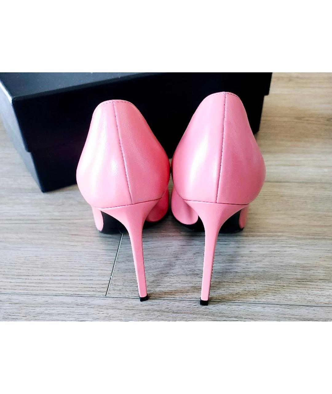 SAINT LAURENT Коралловые кожаные туфли, фото 4