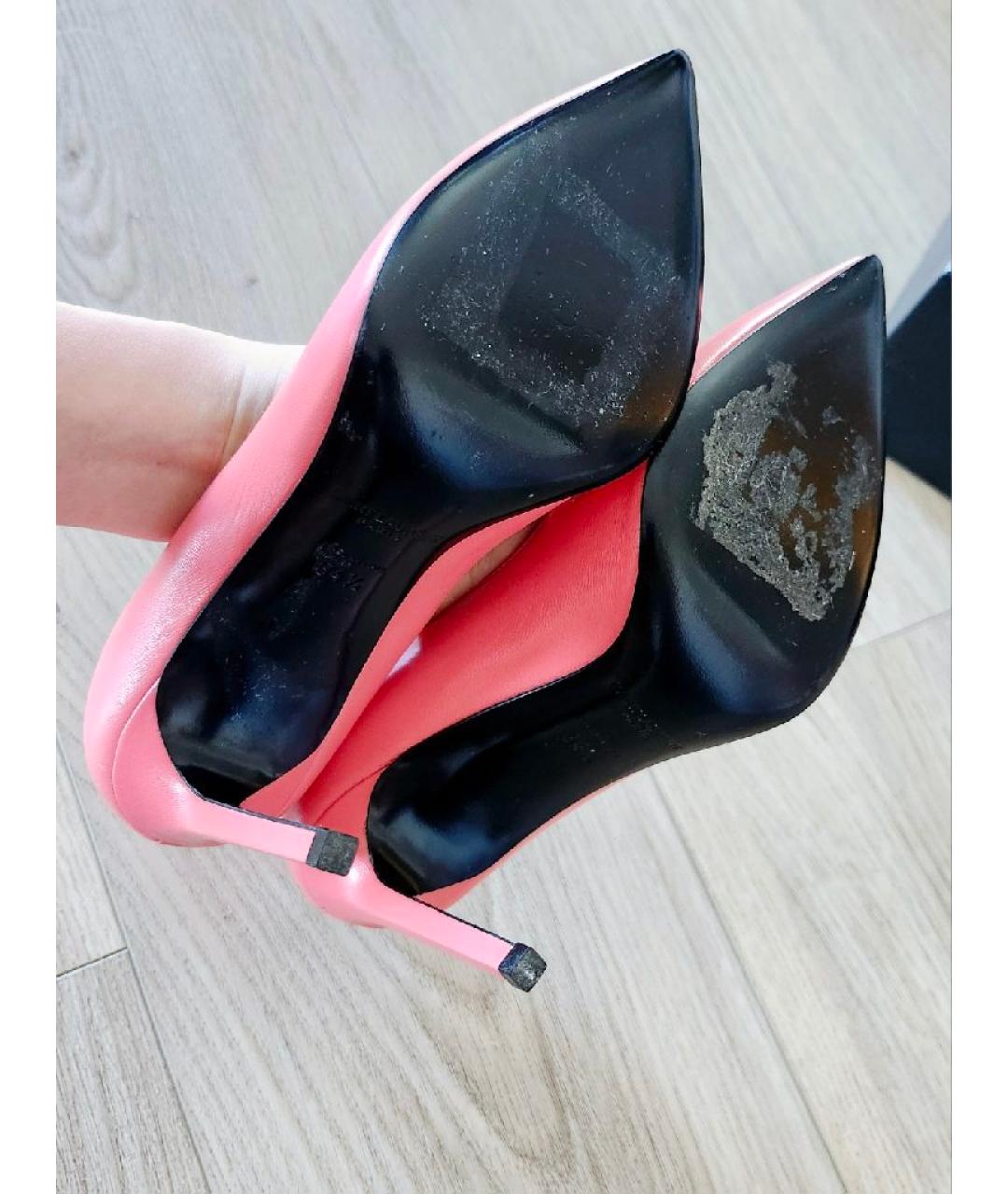 SAINT LAURENT Коралловые кожаные туфли, фото 5
