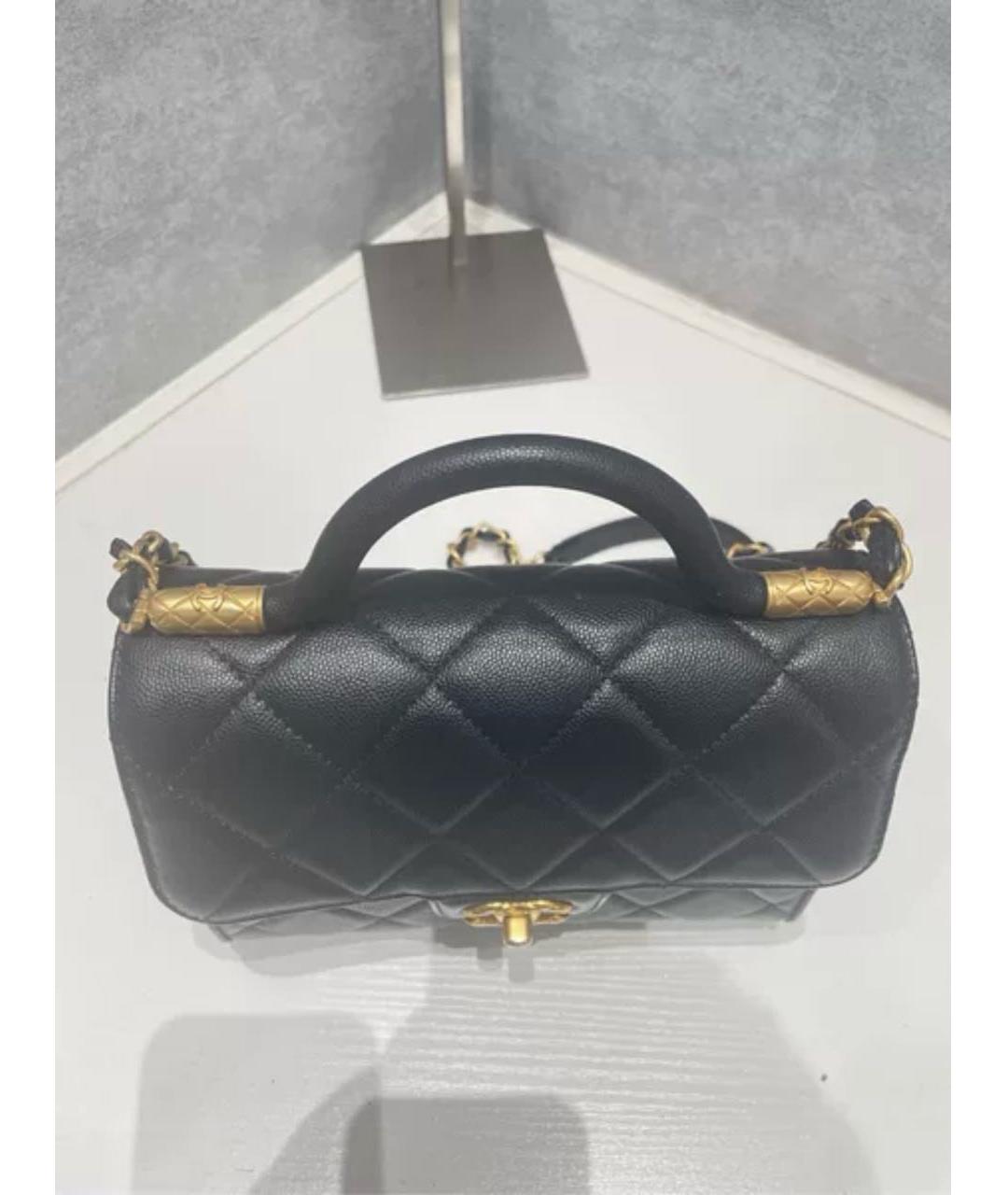 CHANEL Черная кожаная сумка с короткими ручками, фото 5