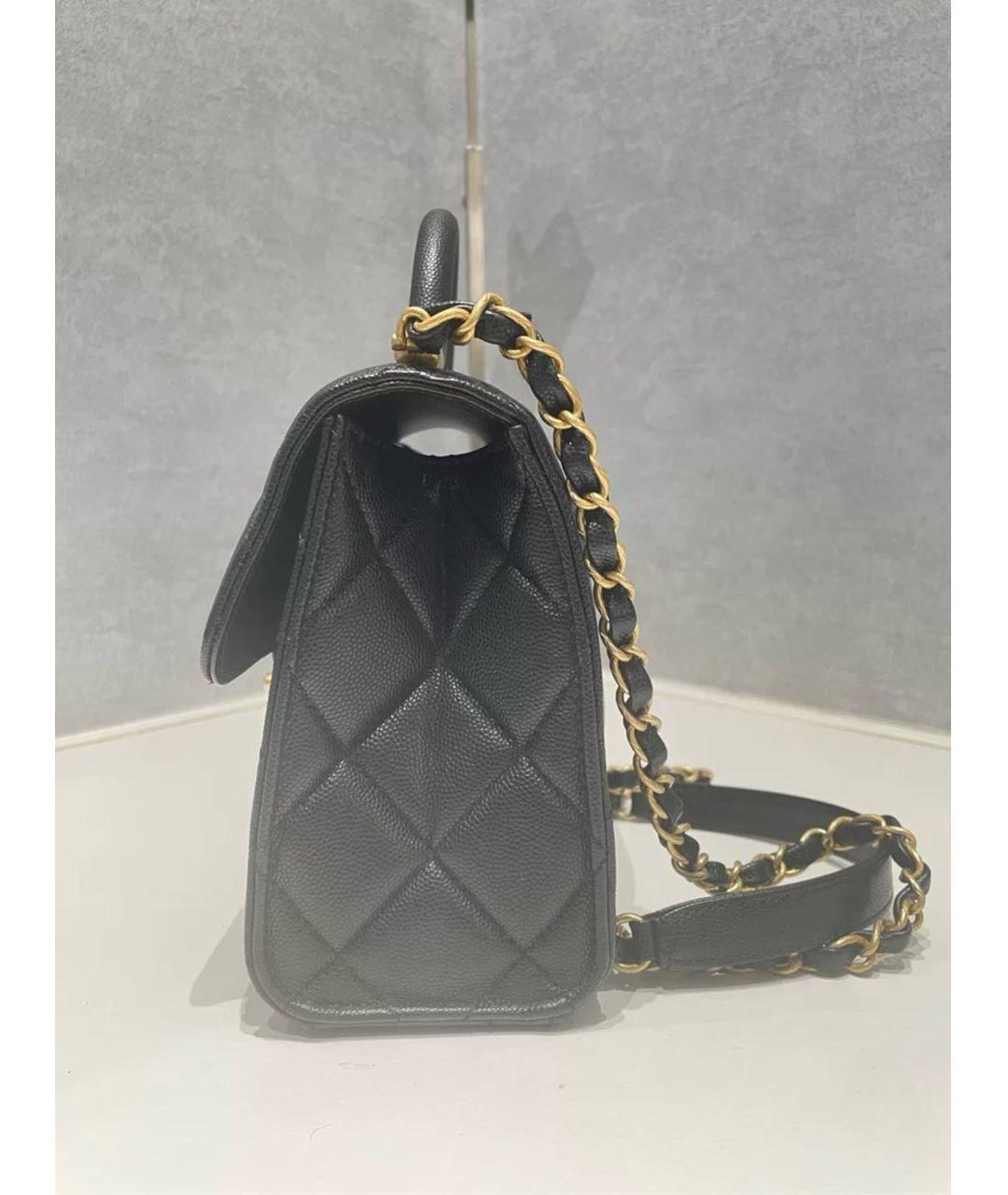 CHANEL Черная кожаная сумка с короткими ручками, фото 4