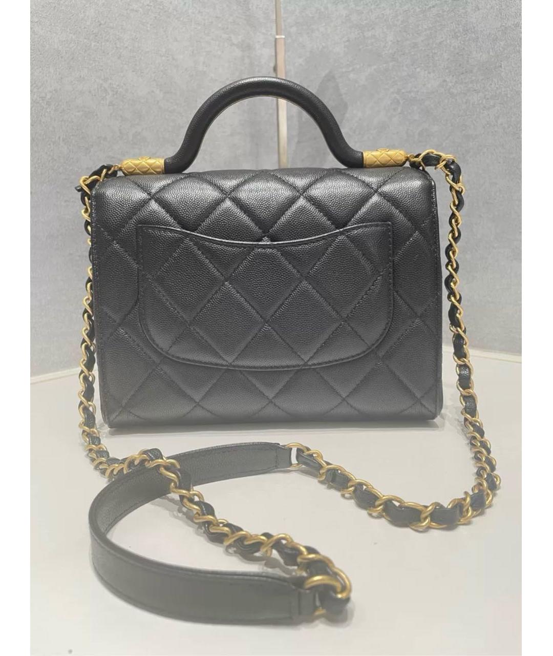 CHANEL Черная кожаная сумка с короткими ручками, фото 2