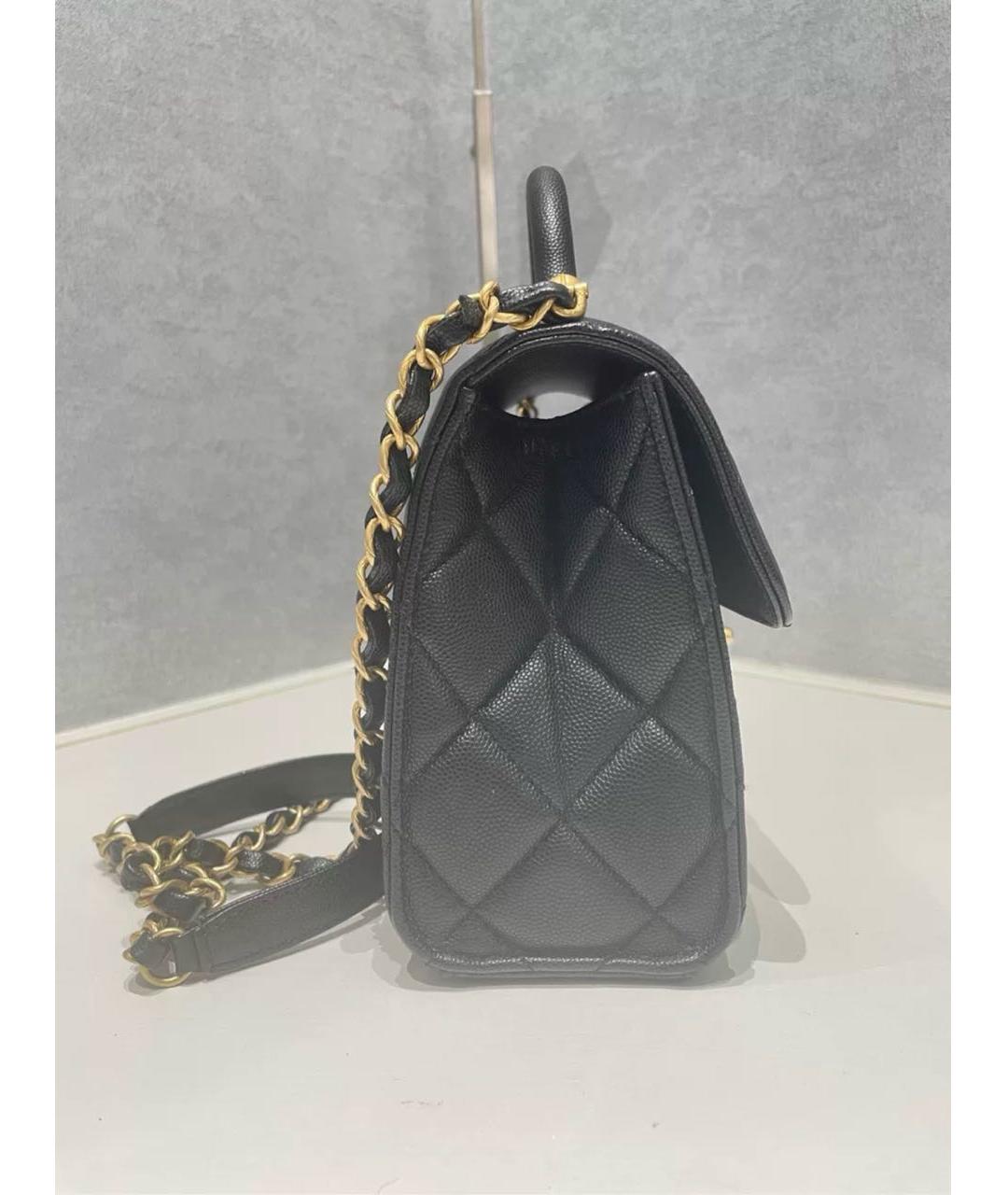 CHANEL Черная кожаная сумка с короткими ручками, фото 3