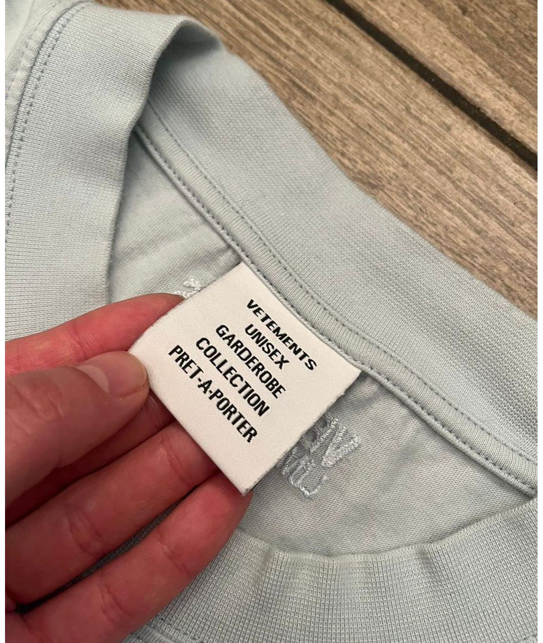 VETEMENTS Голубая хлопковая футболка, фото 5