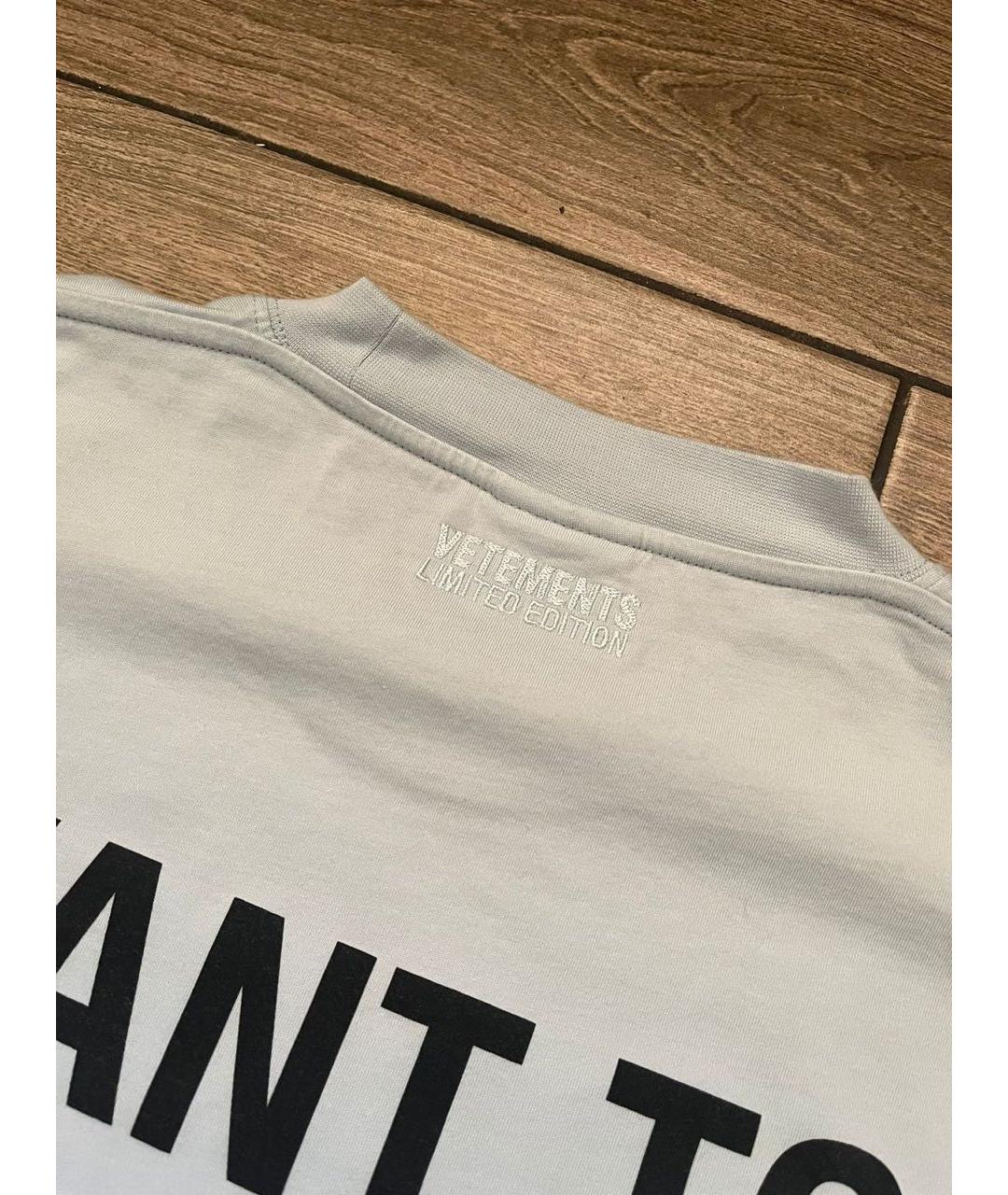 VETEMENTS Голубая хлопковая футболка, фото 3