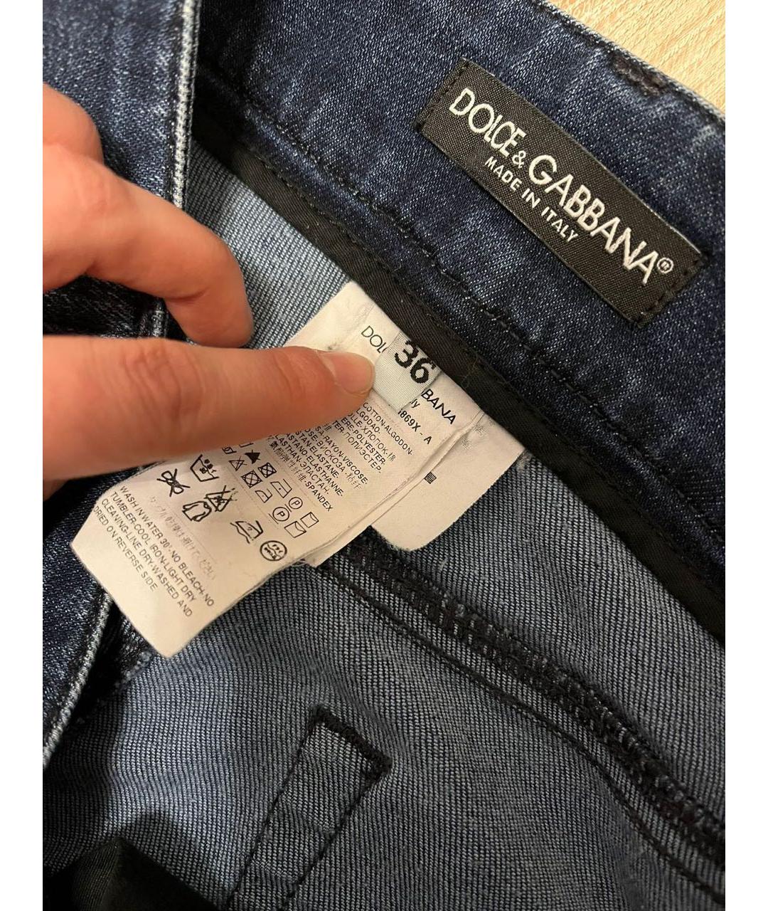 DOLCE&GABBANA Темно-синие хлопко-полиэстеровые джинсы клеш, фото 4