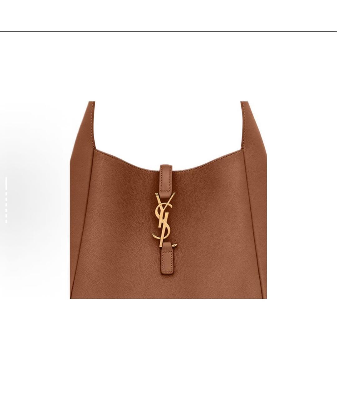 SAINT LAURENT Коричневая кожаная сумка тоут, фото 5