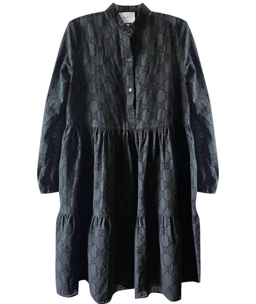 GUCCI Черное хлопковое повседневное платье, фото 1