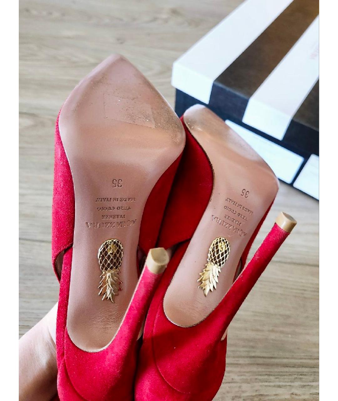 AQUAZZURA Красные замшевые туфли, фото 6