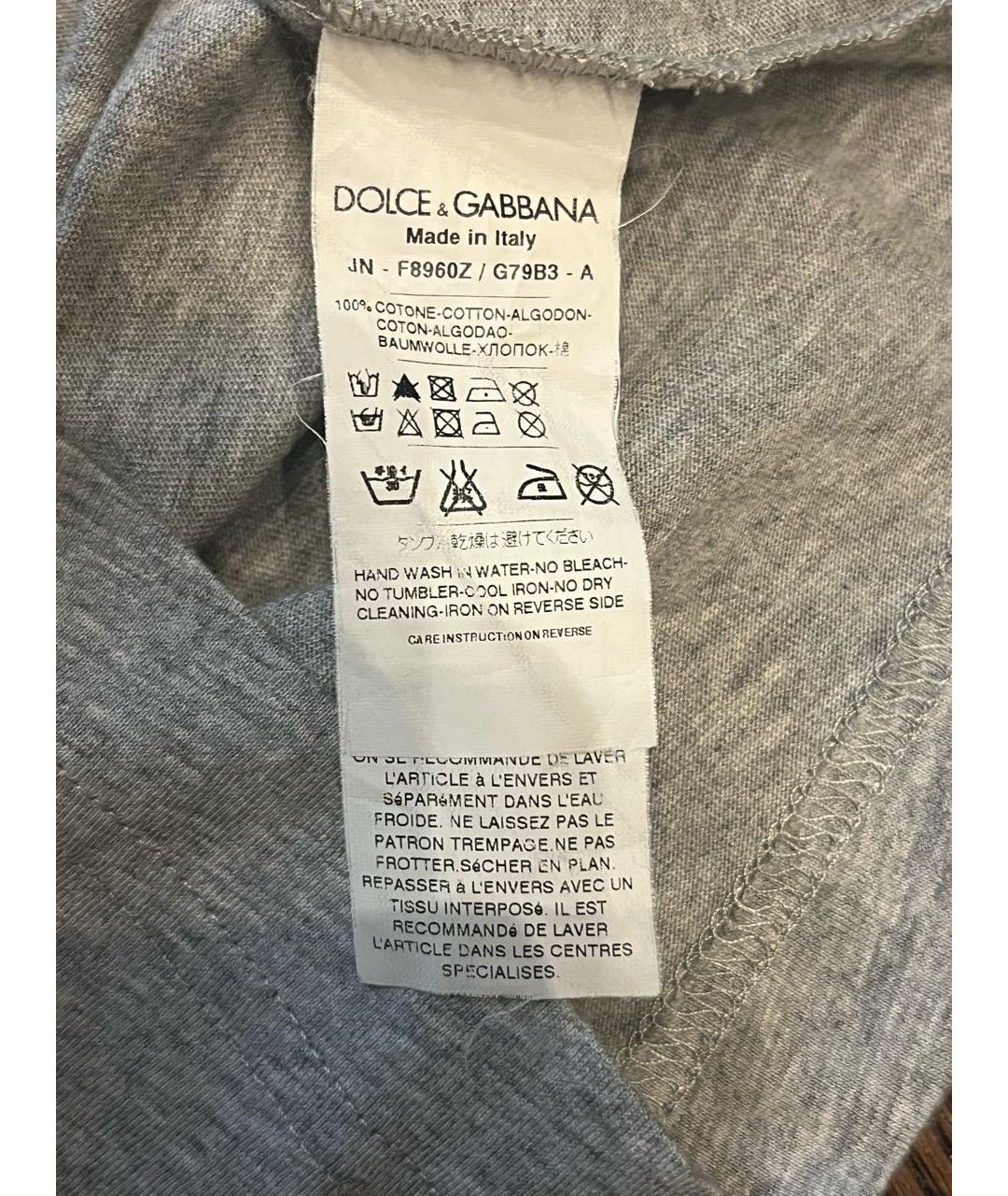 DOLCE&GABBANA Серая хлопковая майка, фото 8