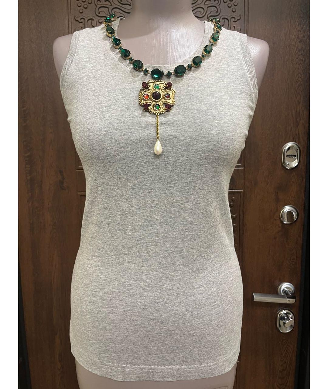 DOLCE&GABBANA Серая хлопковая майка, фото 9