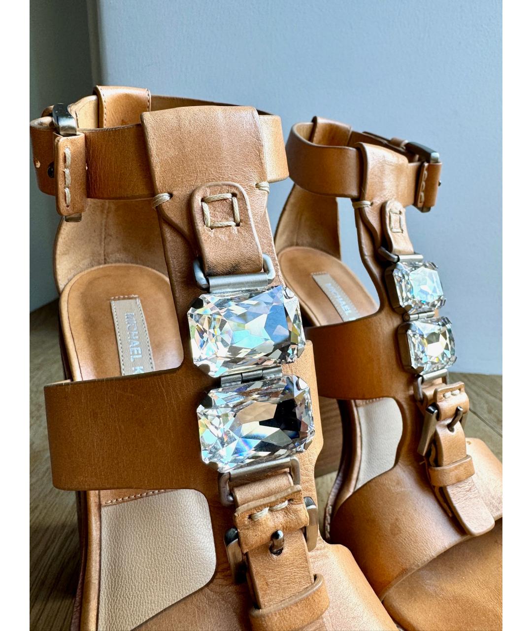 MICHAEL KORS Коричневые кожаные босоножки, фото 7