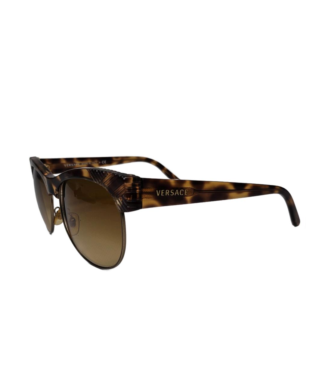 VERSACE Коричневые пластиковые солнцезащитные очки, фото 3