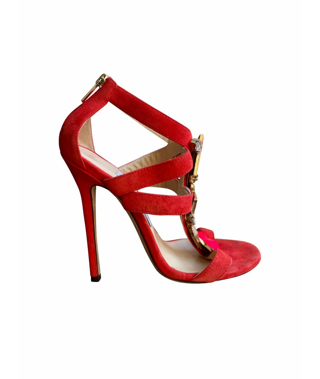 JIMMY CHOO Красные кожаные босоножки, фото 1