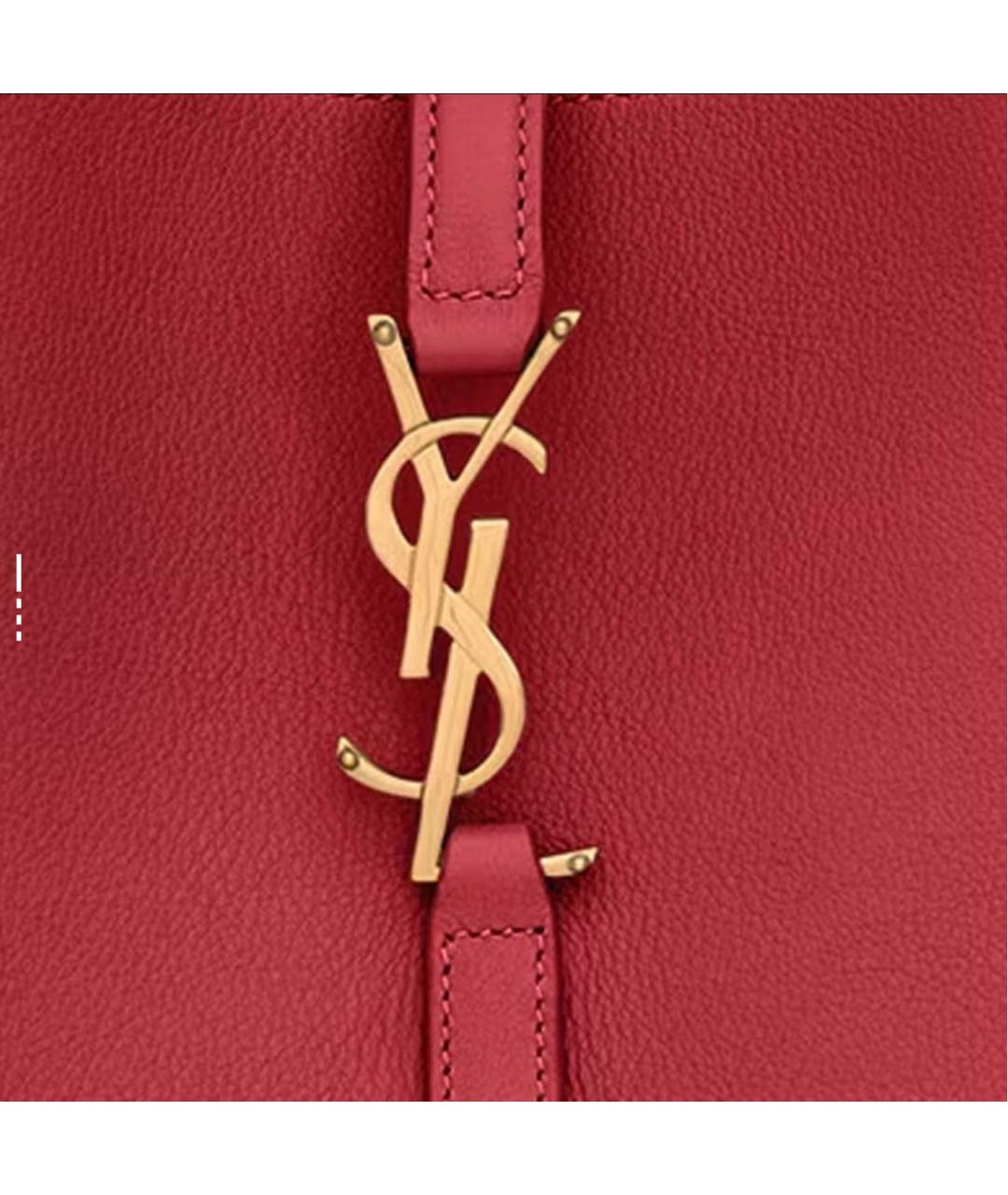 SAINT LAURENT Красная кожаная сумка тоут, фото 5