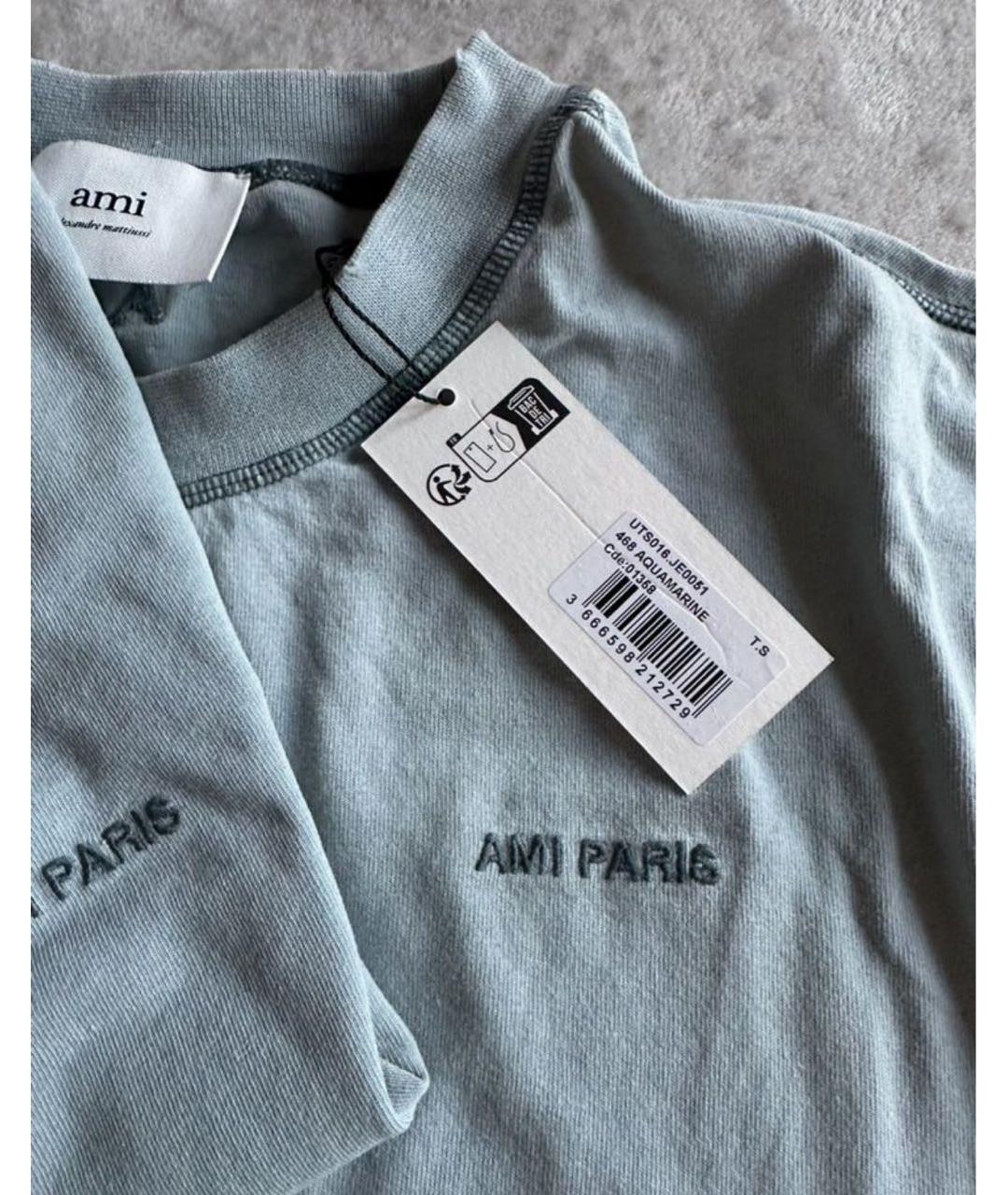 Ami Paris Голубая хлопковая футболка, фото 4