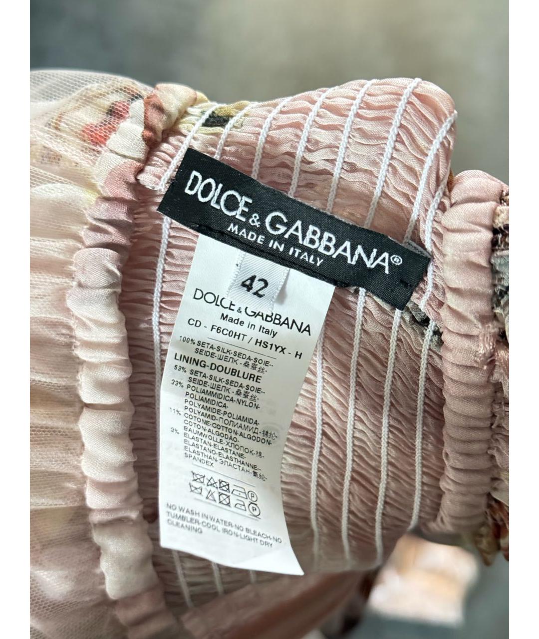 DOLCE&GABBANA Розовое шелковое коктейльное платье, фото 3