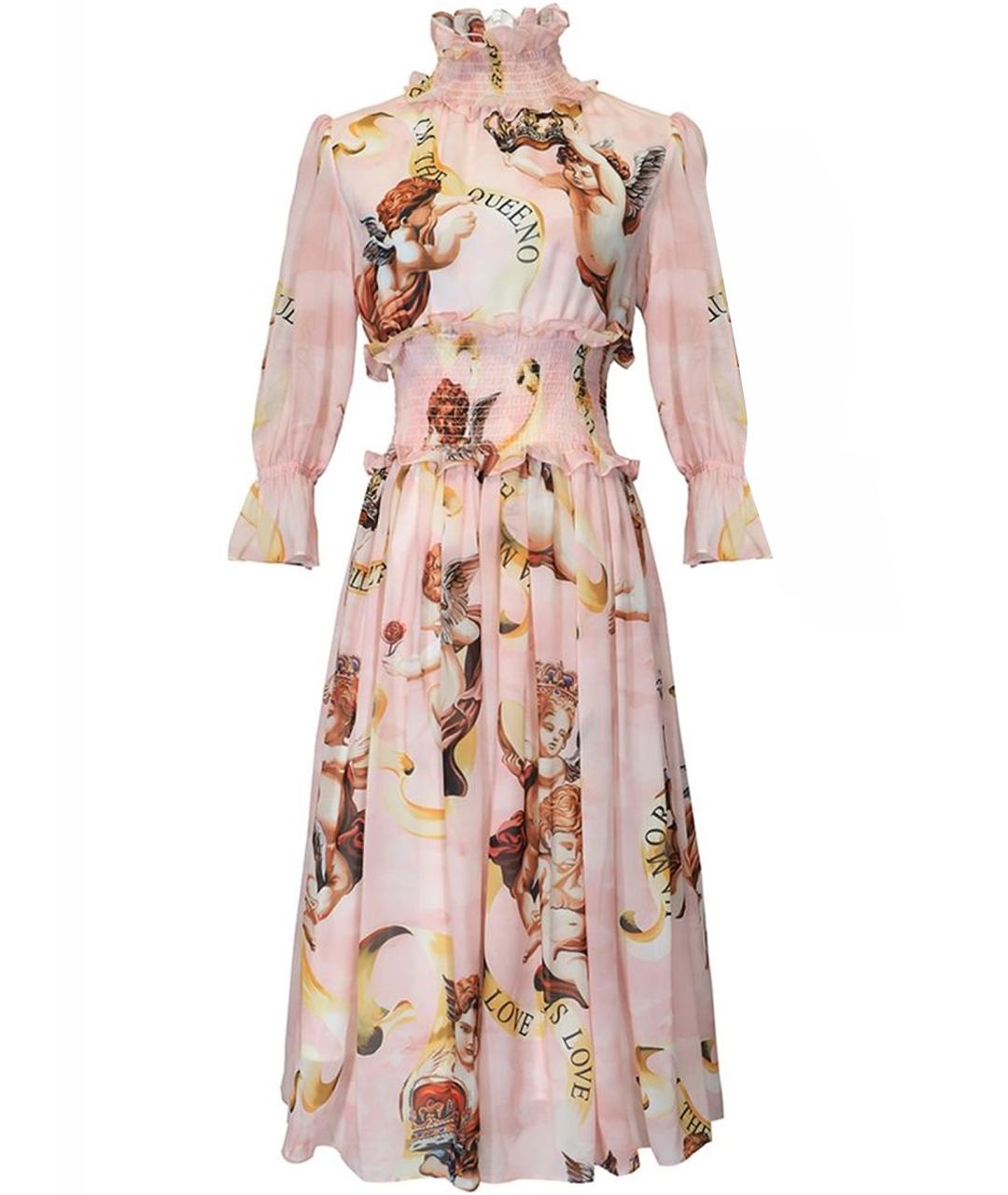 DOLCE&GABBANA Розовое шелковое коктейльное платье, фото 1