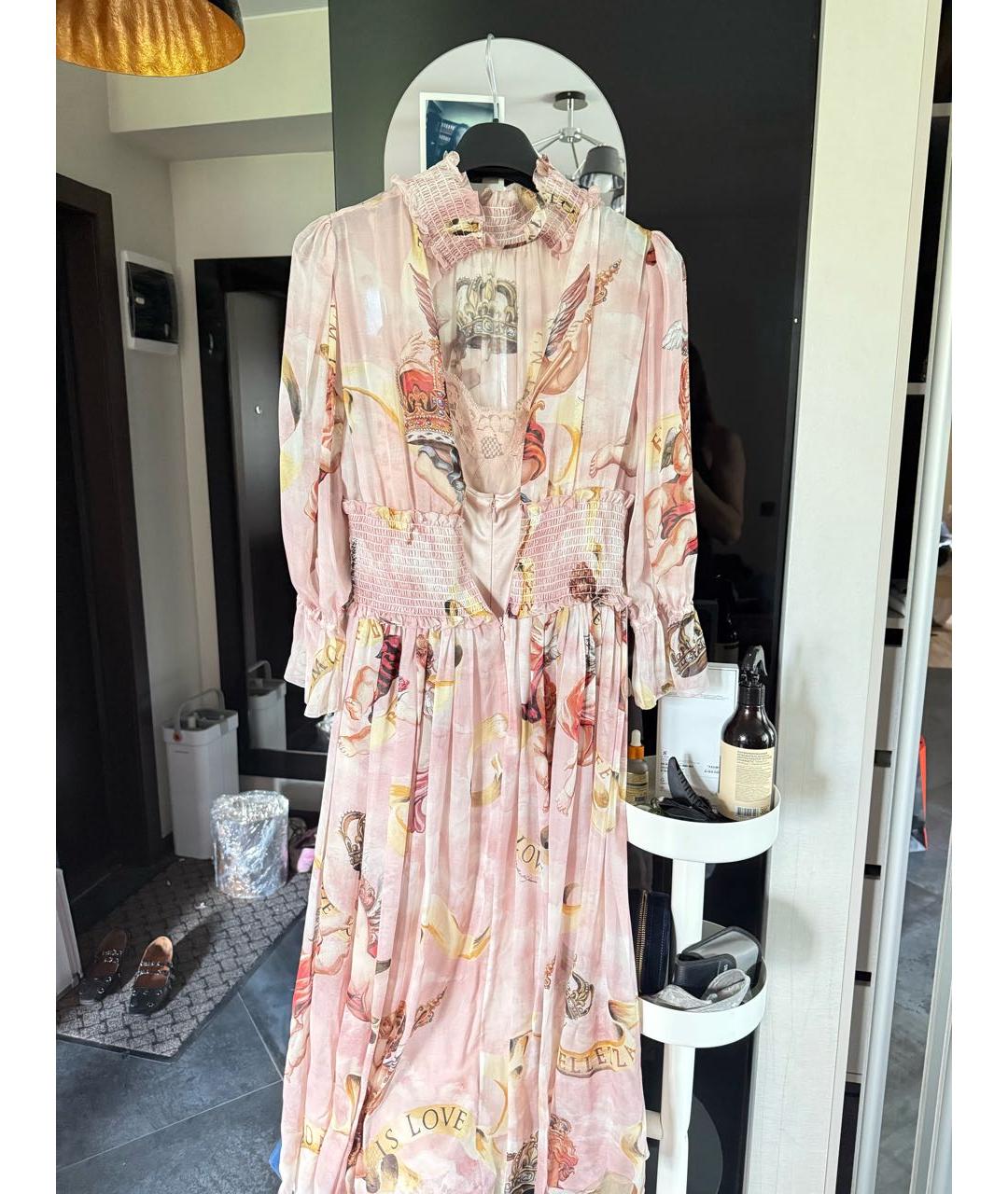 DOLCE&GABBANA Розовое шелковое коктейльное платье, фото 2