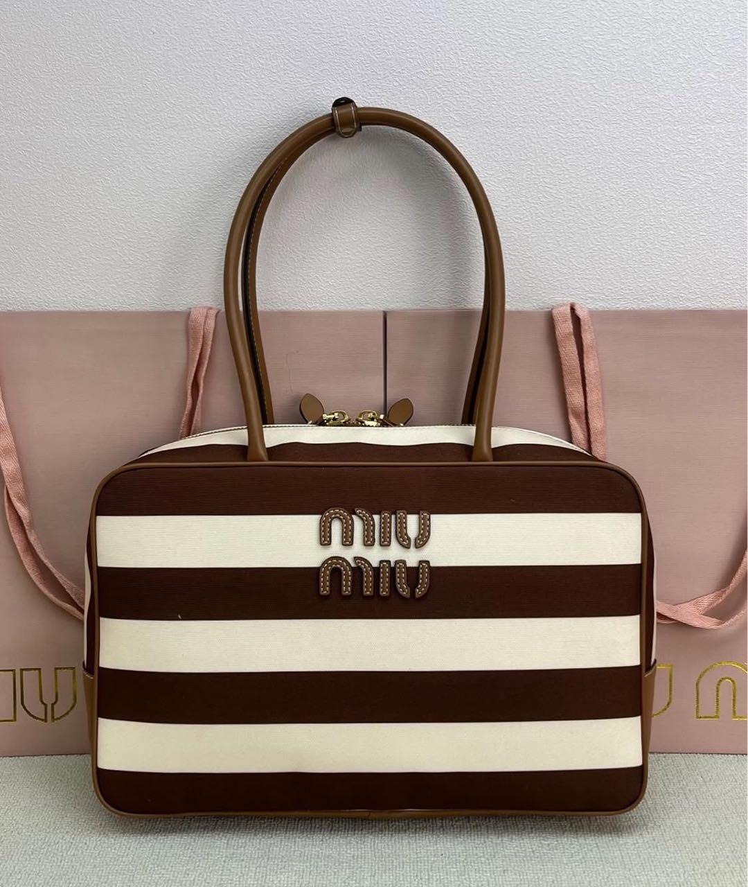 MIU MIU Коричневая тканевая сумка через плечо, фото 2