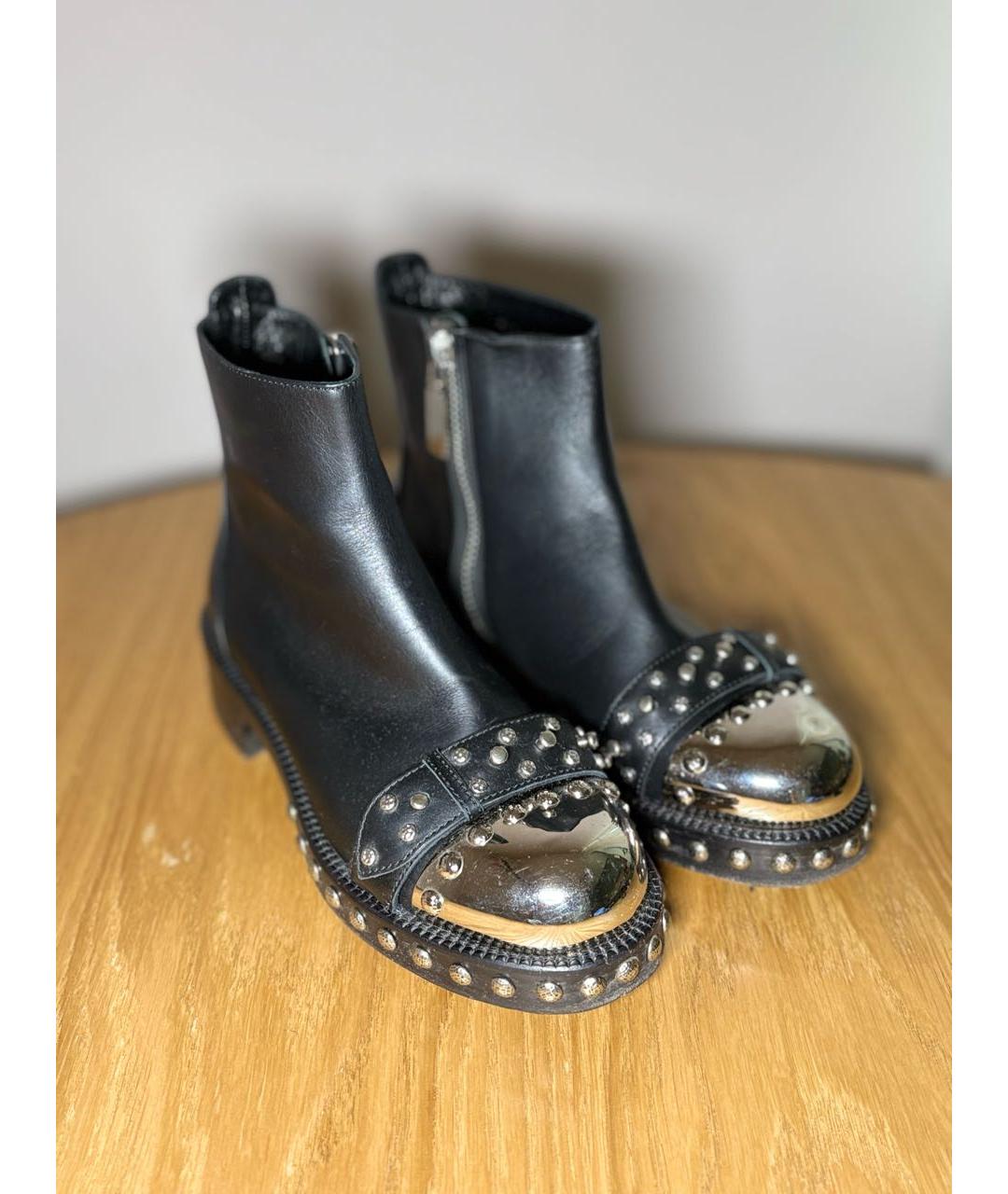 ALEXANDER MCQUEEN Черные кожаные ботинки, фото 2