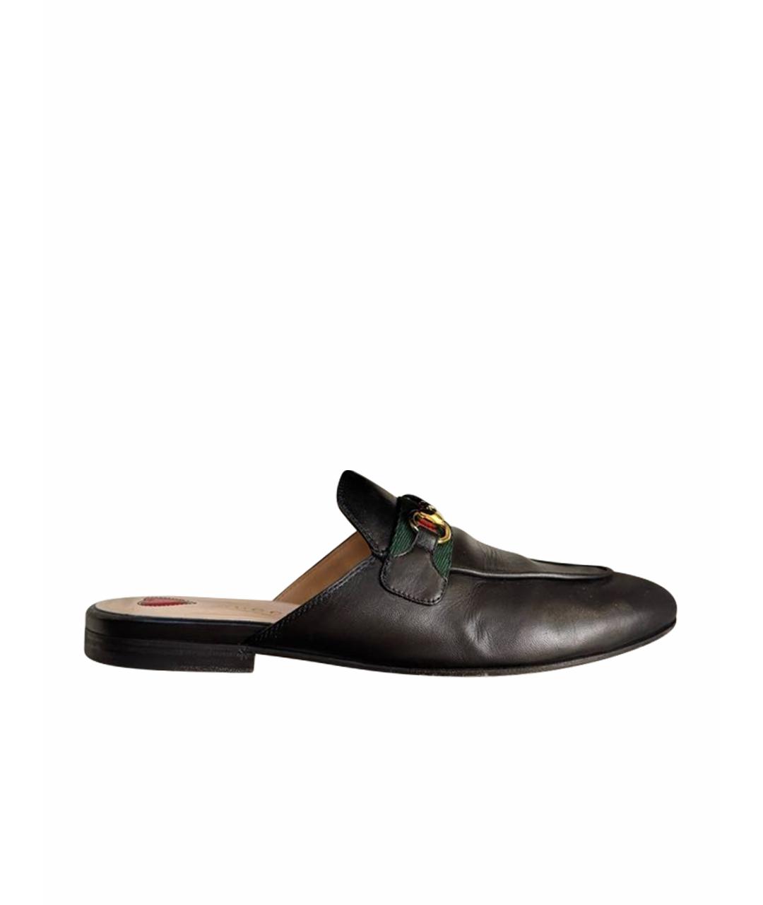 GUCCI Черные кожаные сабо, фото 1