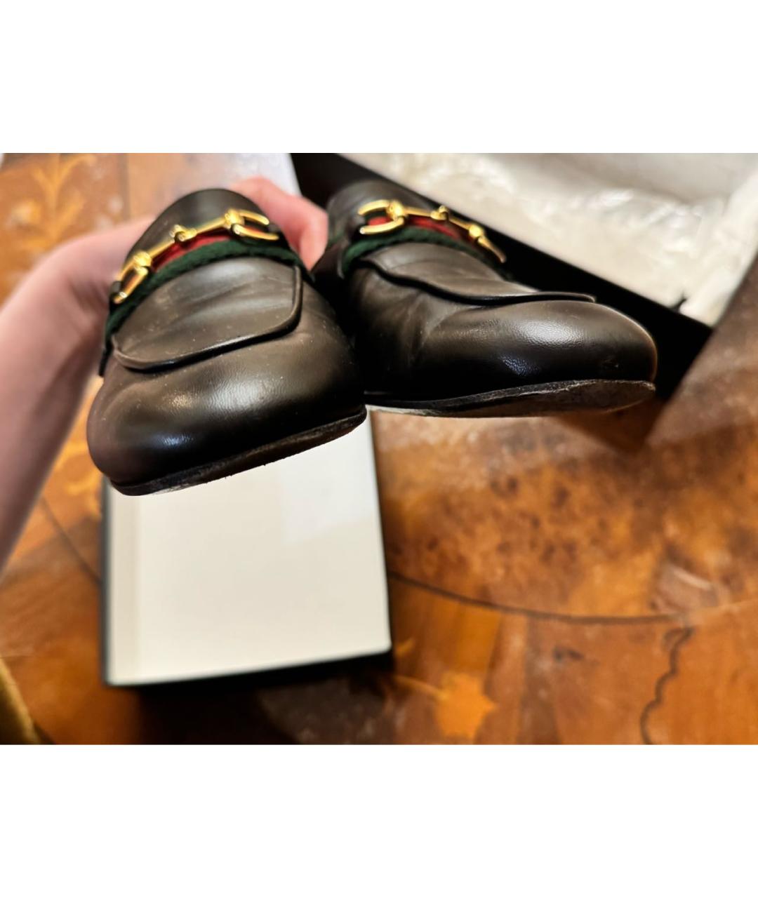 GUCCI Черные кожаные сабо, фото 5
