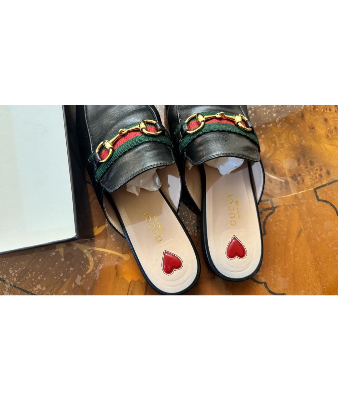 GUCCI Черные кожаные сабо, фото 3