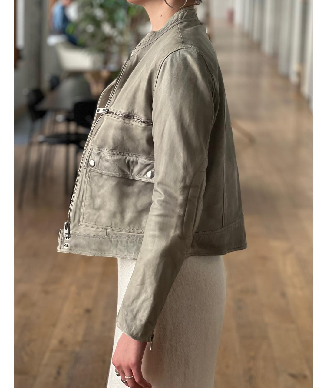 ZADIG & VOLTAIRE Серая кожаная куртка, фото 3