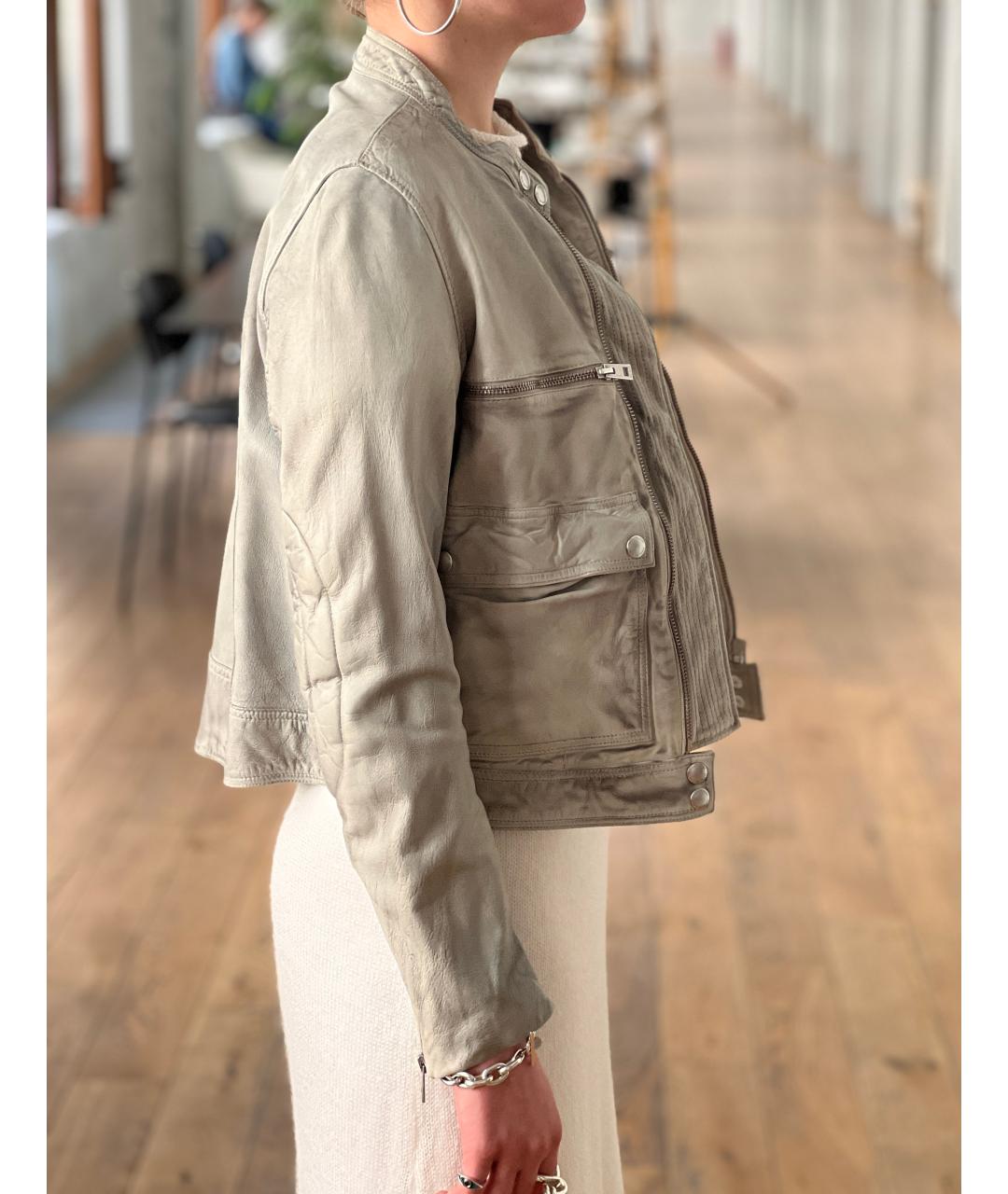 ZADIG & VOLTAIRE Серая кожаная куртка, фото 4