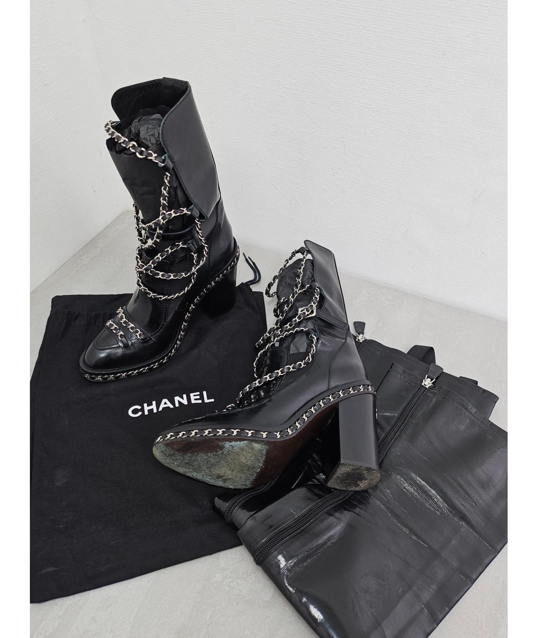 CHANEL Черные кожаные ботинки, фото 9