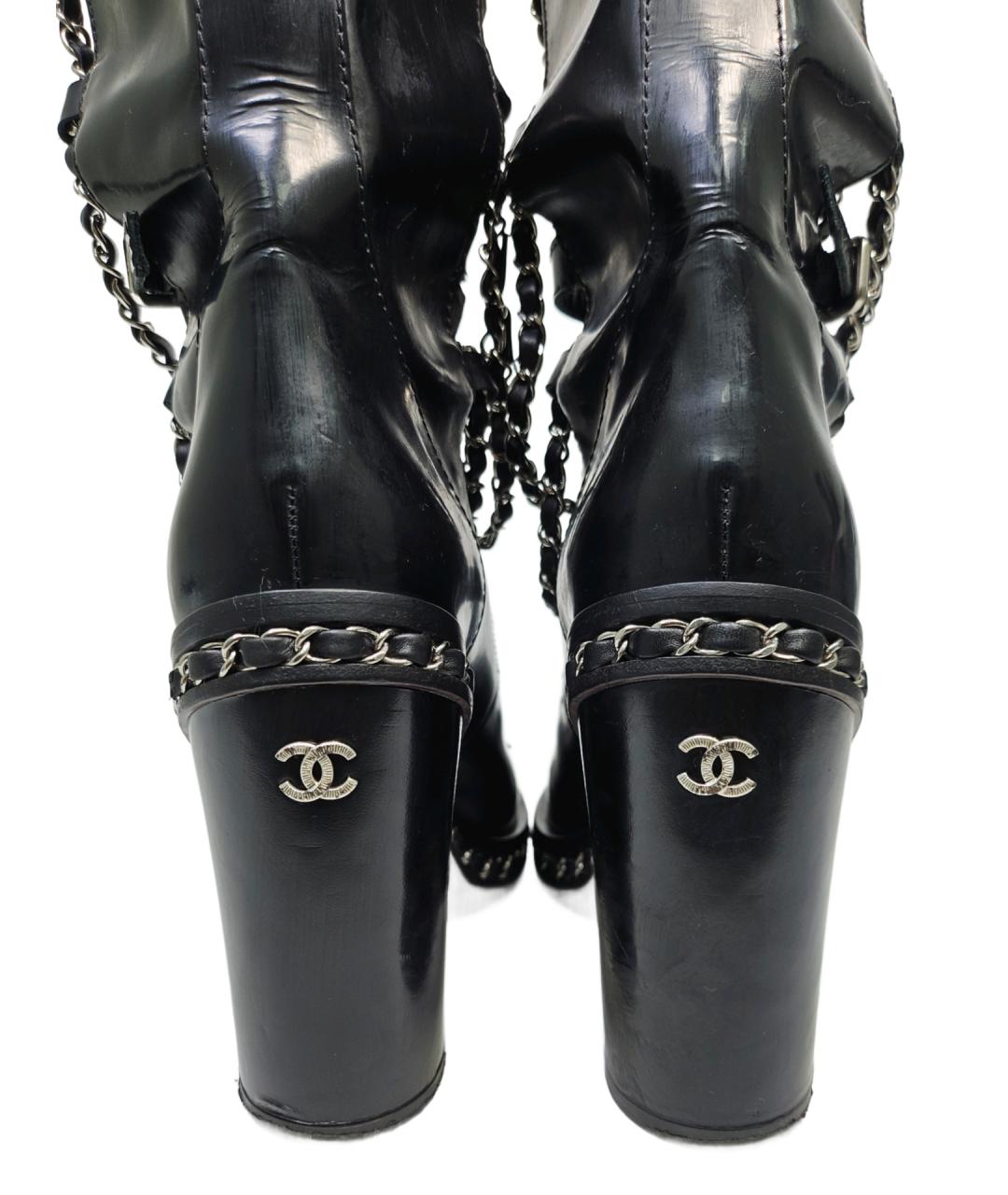CHANEL Черные кожаные ботинки, фото 7