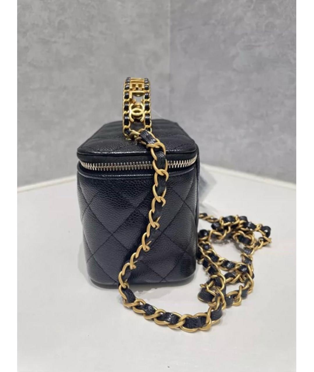 CHANEL Черная кожаная сумка с короткими ручками, фото 4