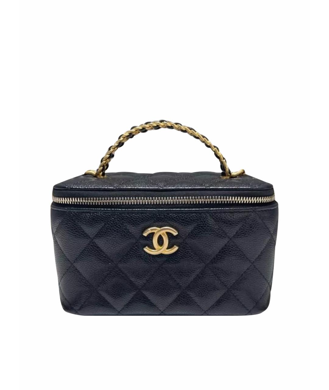 CHANEL Черная кожаная сумка с короткими ручками, фото 1