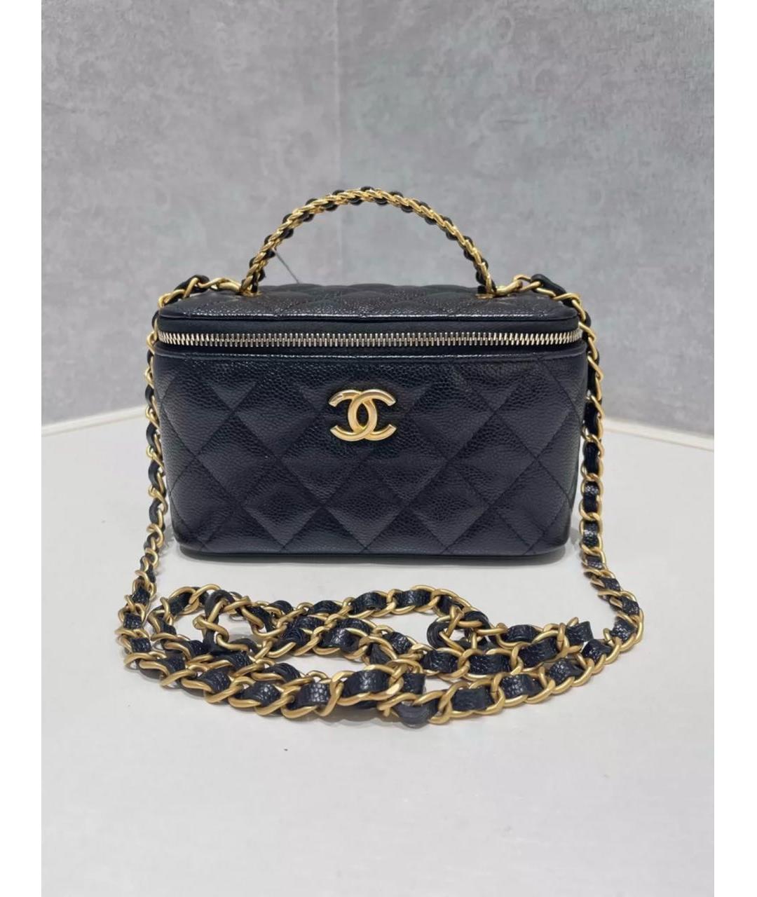 CHANEL Черная кожаная сумка с короткими ручками, фото 8