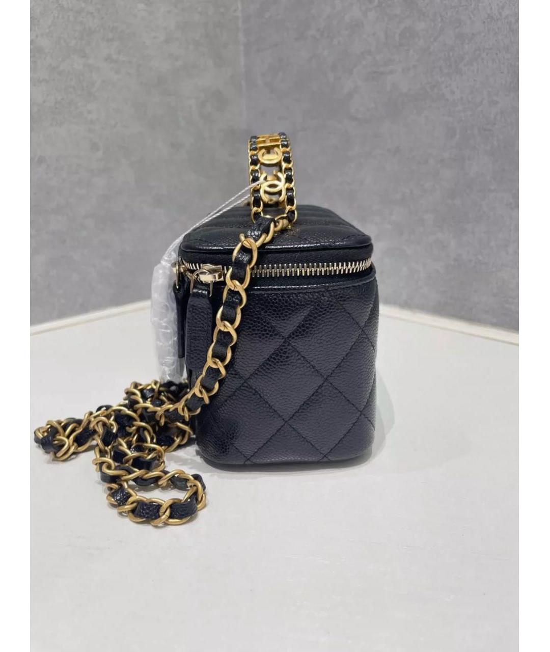 CHANEL Черная кожаная сумка с короткими ручками, фото 3
