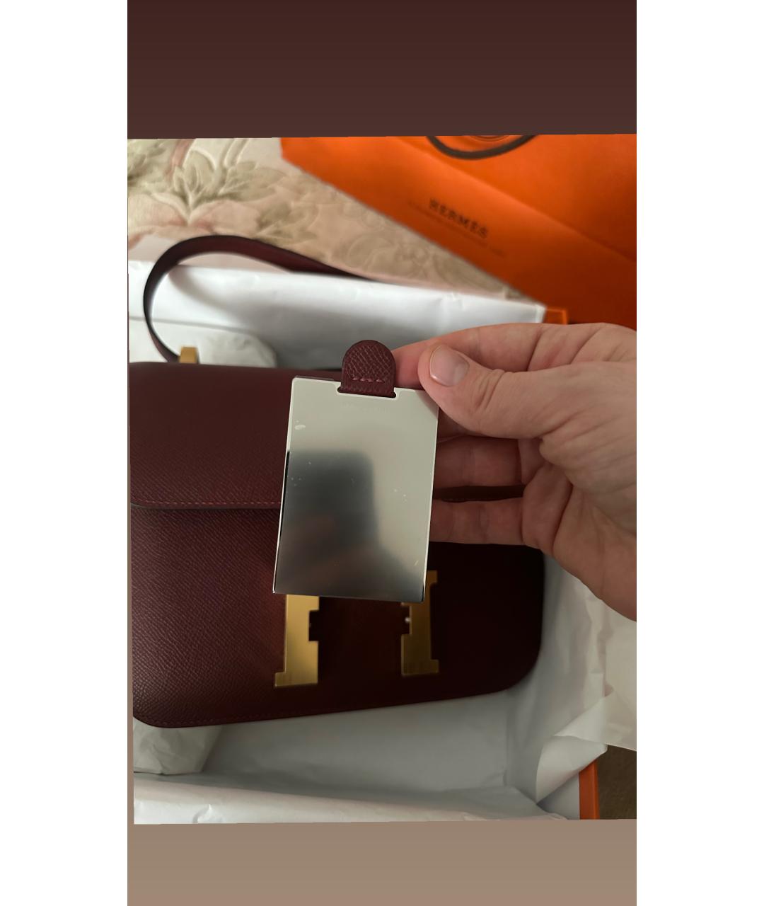 HERMES Бордовая кожаная сумка через плечо, фото 4