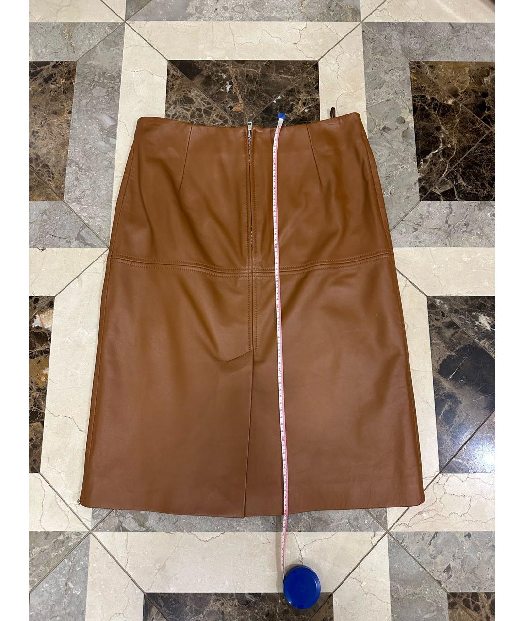 SPORTMAX Кожаная юбка миди, фото 7