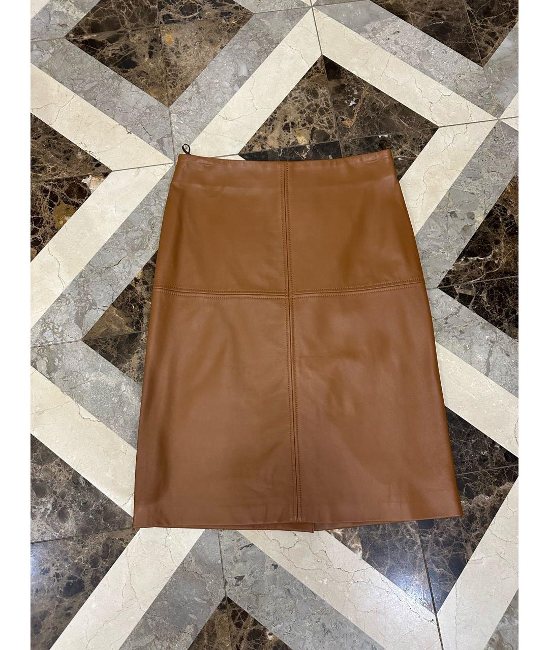 SPORTMAX Кожаная юбка миди, фото 8