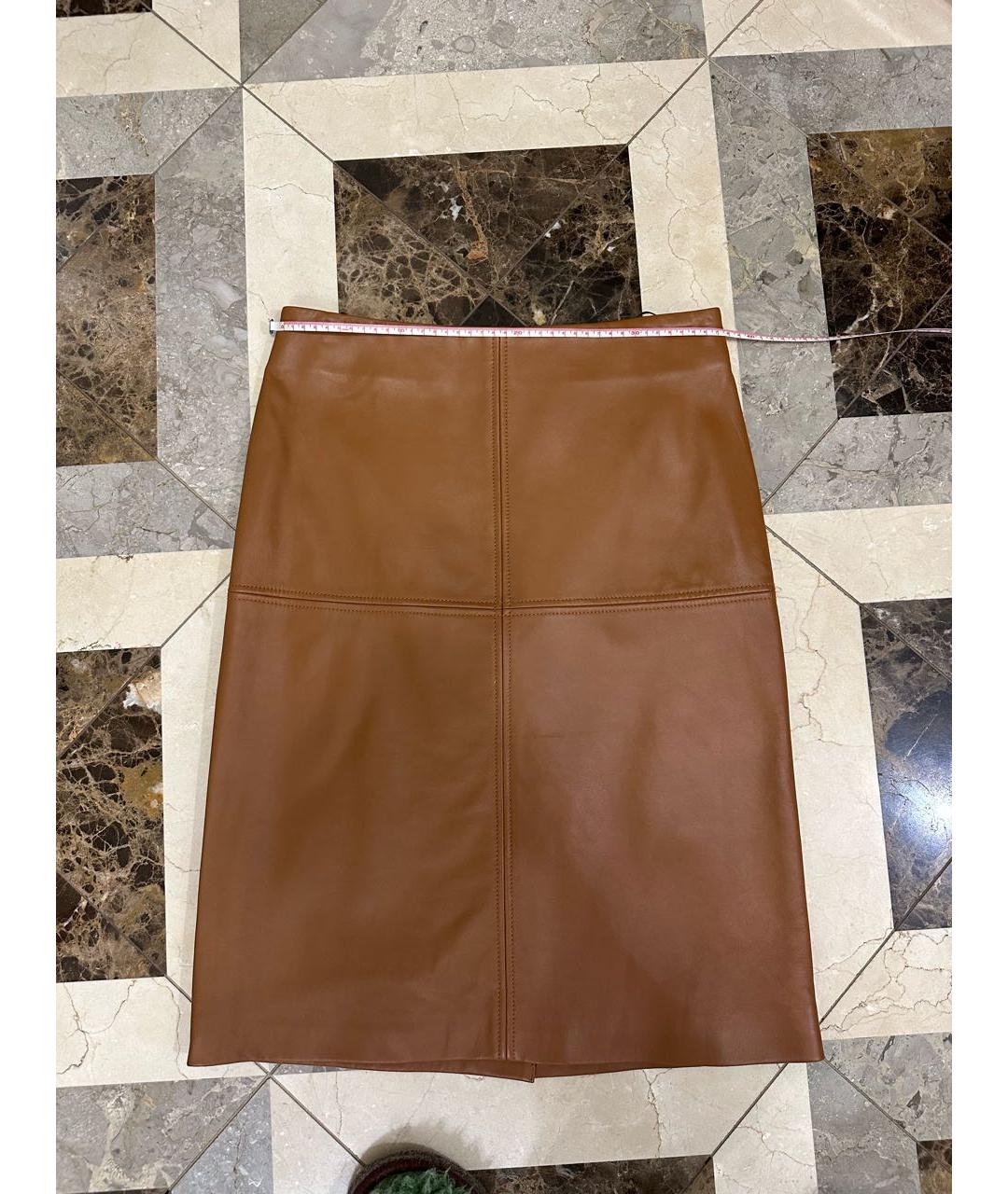 SPORTMAX Кожаная юбка миди, фото 5