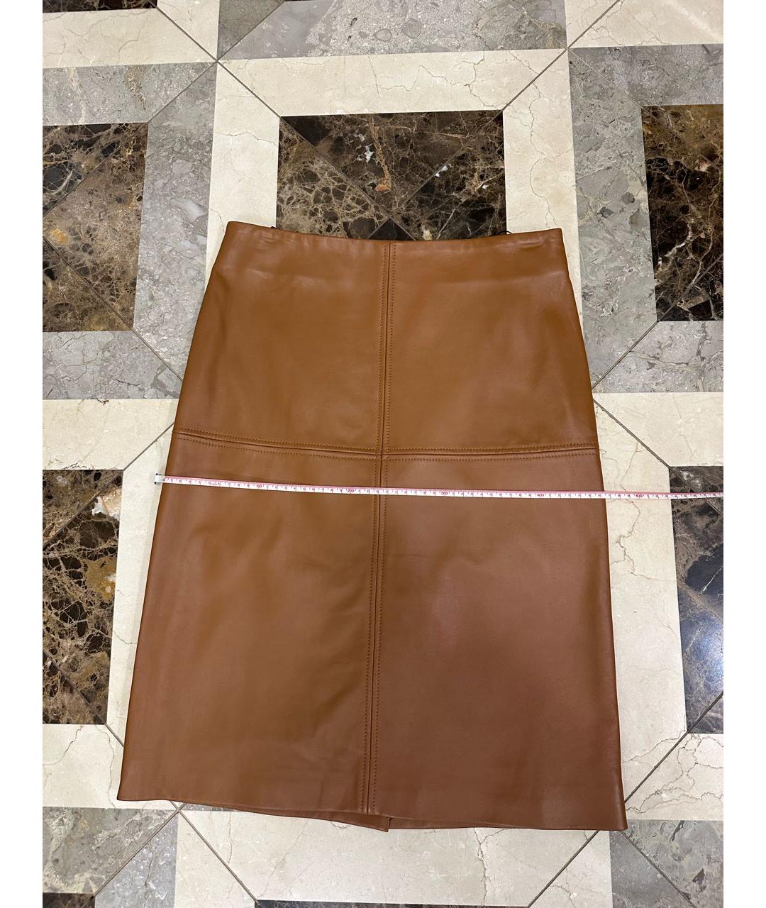 SPORTMAX Кожаная юбка миди, фото 6
